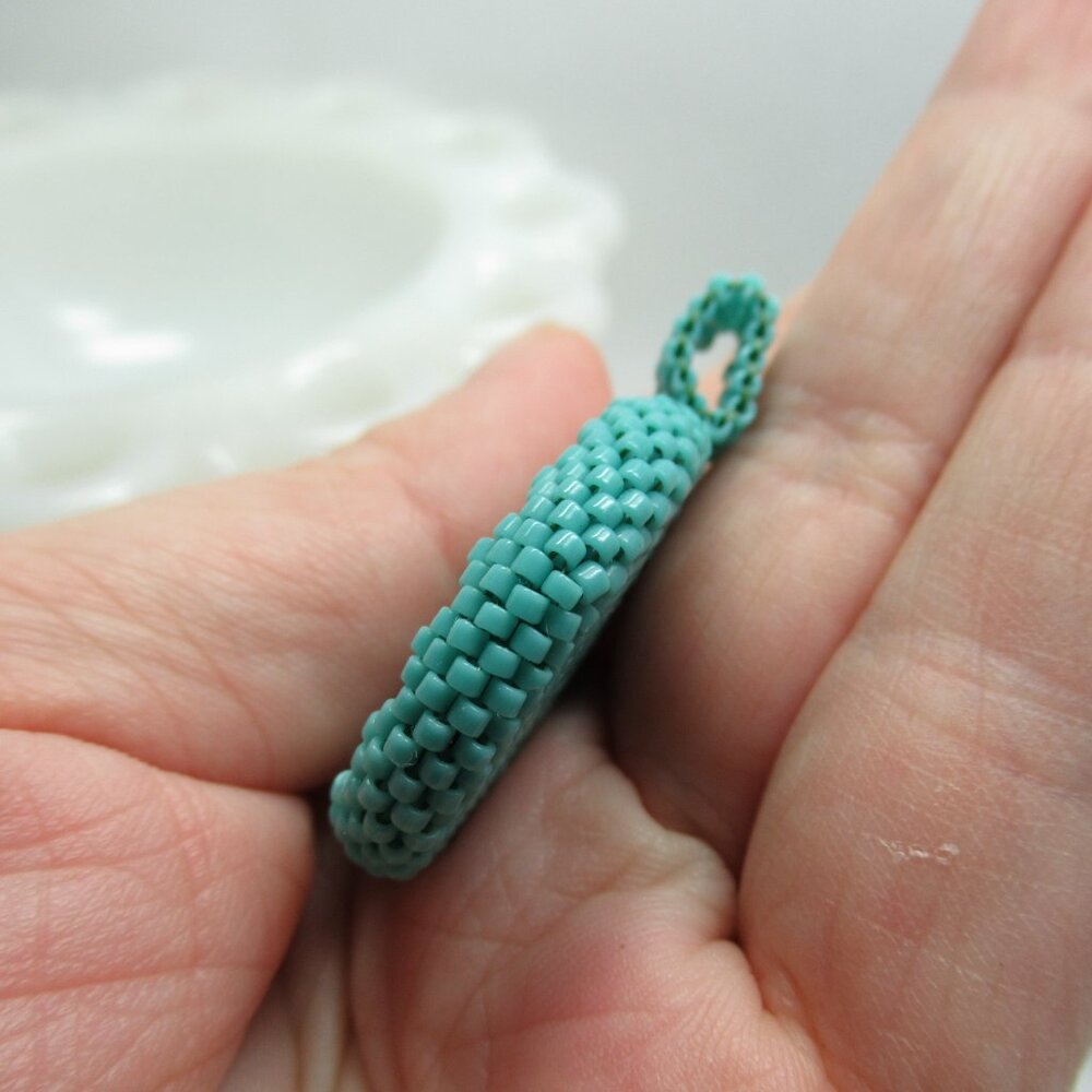 Handstitched Turquoise pendant - Picture 10 of 12